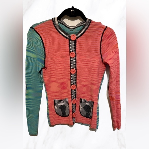 One Girl Who Women's Multicolored Button Front Long Sleeve Cardigan Size Small - Picture 2 of 5